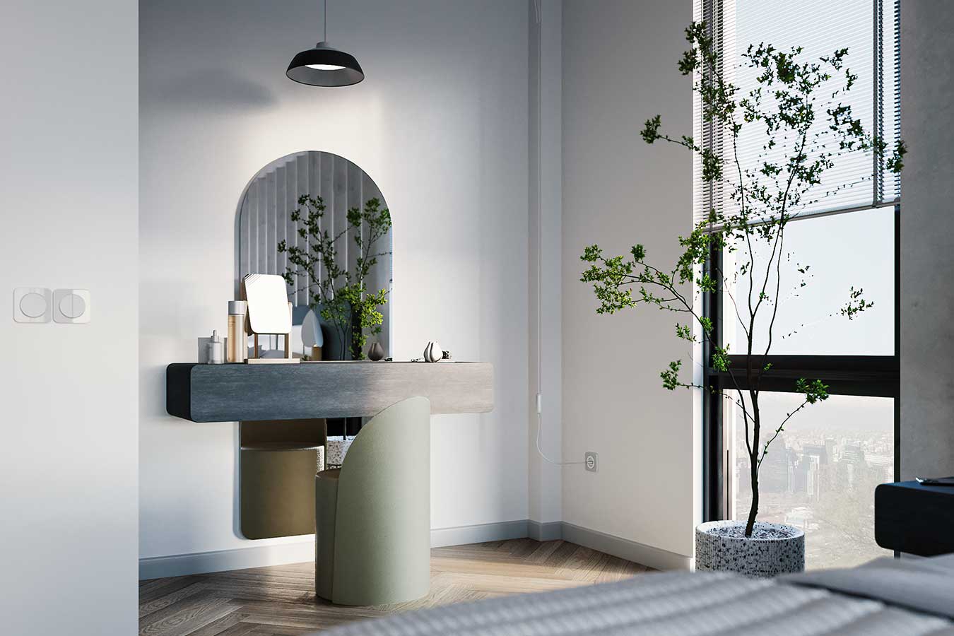 میز آرایش با آیینه قدی دامون